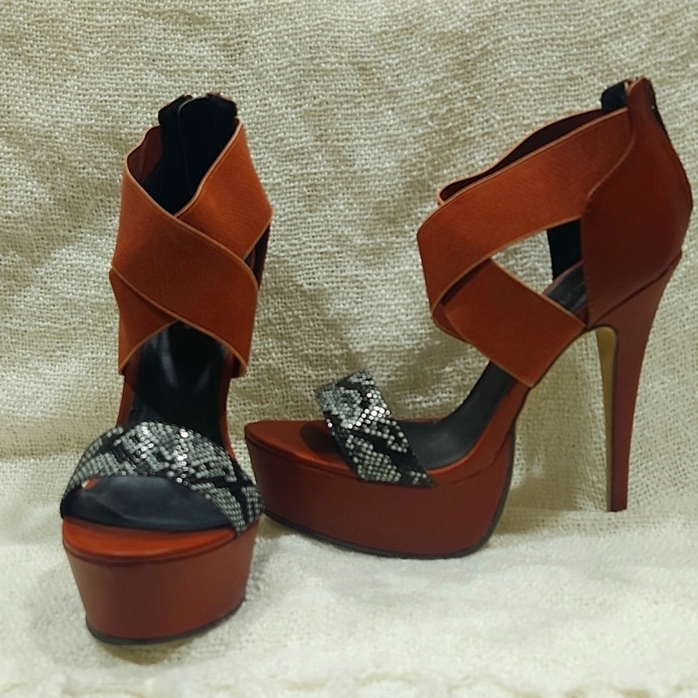 Michael Antonio Tossa Heels Cognac Snake